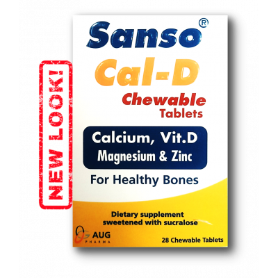 SANSO CAL-D ( VIT. D 400 IU + CALCIUM 800 MG + MAGNESIUM 130 MG + ZINC 5 MG + COPPER 440 MCG + SELENIUM 30 MCG + BORON 7.38 MG ) 30 CHEWABLE TABLETS